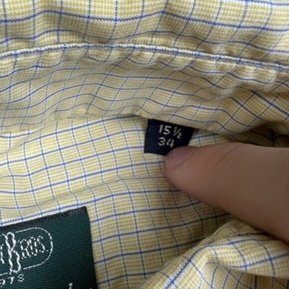 Gitman Bros For Schupp & Snyder Men's 15.5 34 Long Sleeve Yellow Check Button Up - Picture 3 of 8